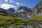 Mountain landscape, waterfall in the Caucasian reserve,