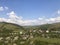 Mountain landscapes of Transcarpathia. In the distance, the village is visible