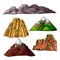 mountain landskape set sketch hand drawn vector