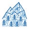 mountain landskape with vegetation doodle icon hand drawn illustration