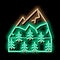 mountain landskape with vegetation neon glow icon illustration
