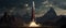 Mountain Launch: Rocket\\\'s Spectacular Ascent. Ai generated