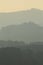 The mountain layers of Lanhoso Castle in beautiful foggy morning, Povoa de Lanhoso.