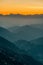 Mountain layers view from Glendora Ridge Road at sunset, in Angeles National Forest, California