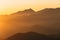 Mountain layers view from Glendora Ridge Road at sunset, in Angeles National Forest, California