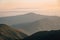 Mountain layers view from Glendora Ridge Road at sunset, in Angeles National Forest, California