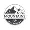 Mountain logo or badge. Adventure round label. Vector illustration