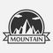 Mountain logo. Template for tourism, alpinism, mountaineering, hiking and camping labels with ribbon. Vector.