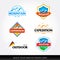 Mountain logo templates and tourism. Expedition, adventure, outdoor badges and icons. T-shirt templates. Vector set