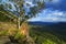 Mountain lookout shelter on cliff, Blue Mountains, Australia