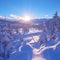 Mountain magic Winter sunrise paints a breathtaking snowy panorama