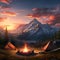 Mountain Majesty: A Majestic Campsite Offering Panoramic Views of Towering Peaks