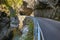 Mountain narrow road through the gorge in the mountains of Italy.