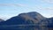 Mountain at Nasvatnet lake in Eide on autumn day on Atlantic Road in Norway