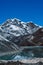 Mountain near Gokyo and Sacred lake in Himalayas