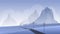 Mountain night landscape vector illustration, cartoon flat nighttime panoramic perspective mountainous scenery with