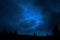 Mountain night sky universe and stars landscape