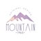 Mountain original design estd 1965 logo, tourism, hiking and outdoor adventures emblem, retro wilderness badge vector