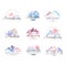 Mountain original logo design watercolor vector Illustrations set