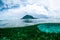 Mountain over the sea view bunaken sulawesi indonesia underwater