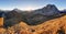 Mountain panorama at autumn sunrise, Dolomites, Italy, Mt. Pelmo