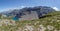 mountain panorama with deep blue lake Iffigsee in Swiss bernese alps