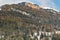 Mountain panorama of forests in the snow