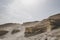 Mountain panorama in the Judean desert, Israel. Rocks and lifeless soil of hill, middle eastern climate. View of the deserted