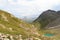 Mountain panorama and lake Lobbensee in Hohe Tauern Alps