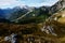 Mountain panorama from Mangart saddle in Slovenia