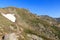 Mountain panorama and people hiking on footpath, Hohe Tauern Alps, Austria