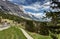 Mountain panorama. Scenic sunny landscape. Dolomites Italy