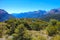 Mountain panorama seen hiking on Key Summit Track, Routeburn Track, New Zealand South Island