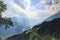 Mountain panorama with sunbeams near Merano, South Tyrol