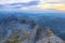 Mountain panorama at sunset from Saentis