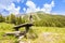 Mountain panorama with table and benches for resting