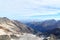 Mountain panorama view of Bernese Alps and village Saas-Fee seen from Allalinhorn, Switzerland