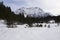 Mountain panorama in wintry landscape, Mittenwald, Germany