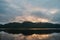 Mountain with papirus and bridge landscape view in the morning