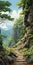 Mountain Path Anime Wallpaper With Detailed Background Elements