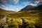 Mountain path leading to lake at Cwm Idwal, Llyn Idwal, Ogwen Valley, Snowdon, wales