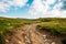 Mountain path or road in valley in Lago - Naki mountains. Hiking concept