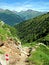 Mountain Path View. Hiking Trail. Italian Alps.