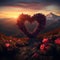 A_mountain_peak_covered_in_a_blanket_heart and flower