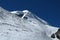 Mountain peak covered by glaciers and snow