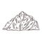 Mountain peak engraving isolated. Vintage sketch rock landscape