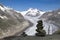 Mountain peak with pyramids above the glacier Aletsch Switzerland