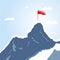 Mountain peak with red flag, Success goal