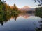 Mountain peak reflection in lake in Lassen park