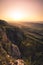 Mountain Peak Skywalk at the Hohe Wand in lower austria during sunset sunrise